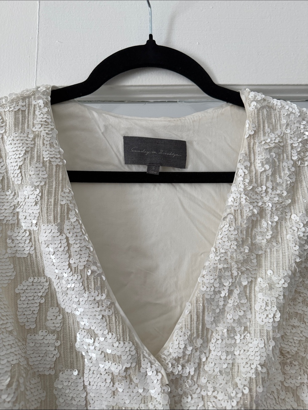White Sequin V-Neck Women’s dress